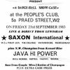 Saxon Studio Sound v Java Nuclear@Peoples Club Pread Street Paddington London UK 23.9.1983