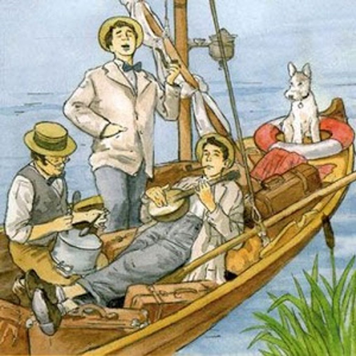 Четверо не считая собаки. Джером Джером "трое в лодке". Джером трое в лодке иллюстрации. Джером Клапка Джером трое в лодке не считая собаки. Джером к Джером иллюстрации.