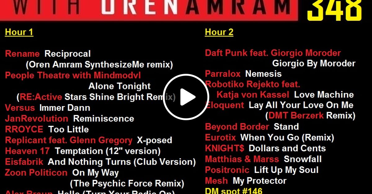 Synthesize Me 348 251119 Hour 1 By Oren Amram Synthesize Me Mixcloud (づ｡◕‿‿◕｡) づ themusichour, your #1 channel for daily 1 hour. mixcloud