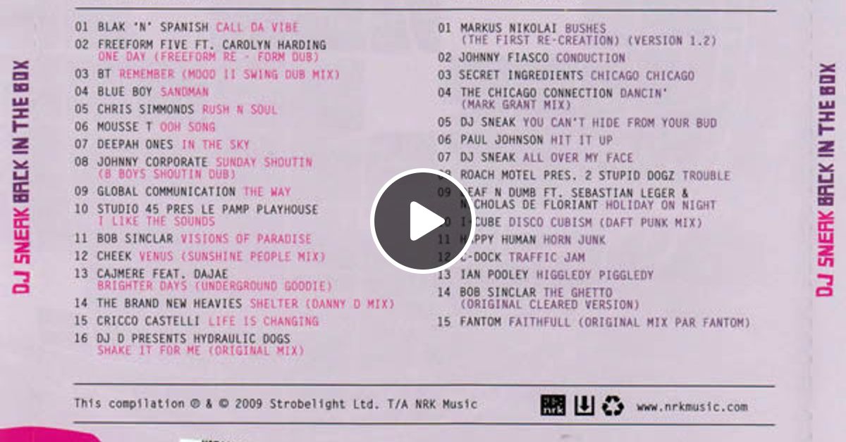 DJ Sneak ‎– Back In The Box - CD 2 (2009) by Our Old