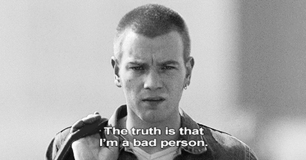 Bad person. Марк Рентон. Рентон на игле. Рентон гиф. Mark Renton gif.