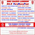 ROBBIE VINCENT SHOW 2nd July 1982 [40 Years ago today!] 94.9 VeryHeavyFunk