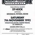 Dj Richie @ The Prodigy Experience 7th November 1992  ''Gt Yarmouth''