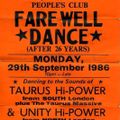 Unity Hi Fi v Taurus@Peoples Club Paddington London UK 29.9.1986