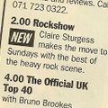 The Rockshow with Claire Sturgess - BBC Radio 1 - 31 October 1993