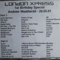 Andrew Weatherall - London Xpress 1st Birthday Mix for XFM - May 2001
