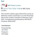 Rail - Presented by Jim Palm - BBC Radio London - 21st October 1978
