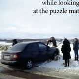 while looking at the puzzle mat