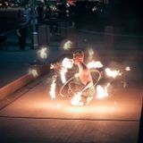 Spinning lights on a moonlit night. 10-8-14 HOI Hoopers Meetup