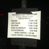 LIVE AT THE MIDDLE EAST - 2/14/2013