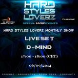 D-Mind - Hard Styles Loverz Monthly Show - Hardstyle.nu - Saturday 06 September 2014