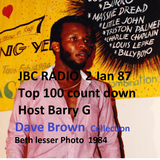 JBC radio Jamaica 1986 top 100 count down 2 Jan 1987 Host Barry G ( D Brown Collection)