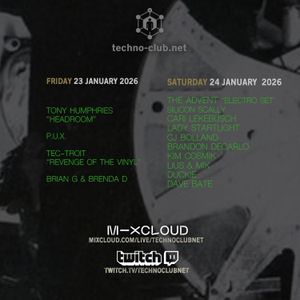 DJ Disc, Brian G & Brenda D, and  Tony Humphries are live on techno-club.net