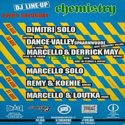 Derrick May at "Chemistry presents Dance Valley at Night" @ E-Theatre (Amsterdam) - 10 August 1996