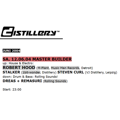 Robert Hood at "Master Builder" @ Distillery (Leipzig-Germany) - 12 June 2004