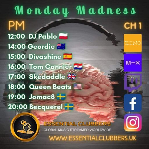 Tom Cannier - Monday Madness - Essential Clubbers Radio Ch 1 - 191222 - Techno