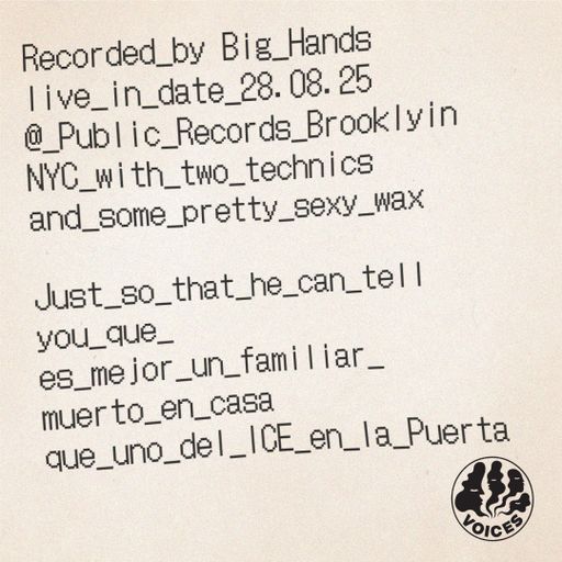 Big Hands @ Public Records NYC September 2025 22/01/26 [Voices Radio]