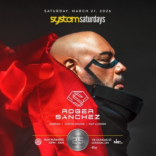 Roger Sanchez at "System Saturdays" @ Rum Runners (Ontario-Canada) - 21 March 2026