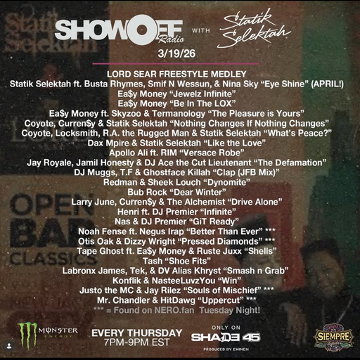 DJ Statik Selektah - Showoff Radio (SXM Shade45) - 2026.03.19