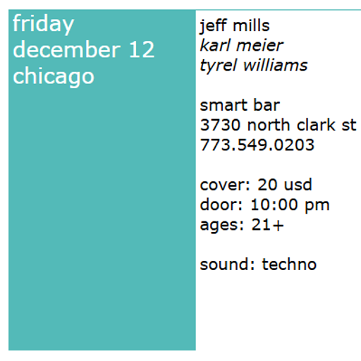 Jeff Mills at "Gamma Player" @ Smartbar (Chicago-USA) - 12 December 2008