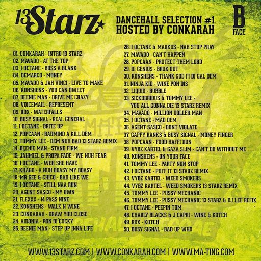 13 Starz - Dancehall Selection 1 (Hosted by Conkarah)(B Face)