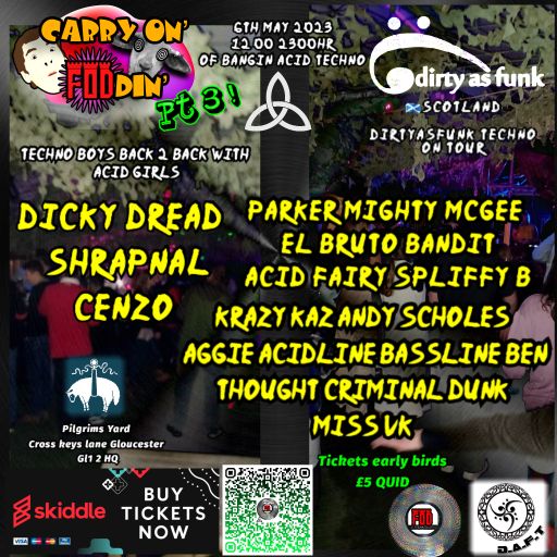 TECHNO FODDIN FRIDAY 06 JAN 2023- 7-9pm Shrapnel--9-10.30pm PARKER