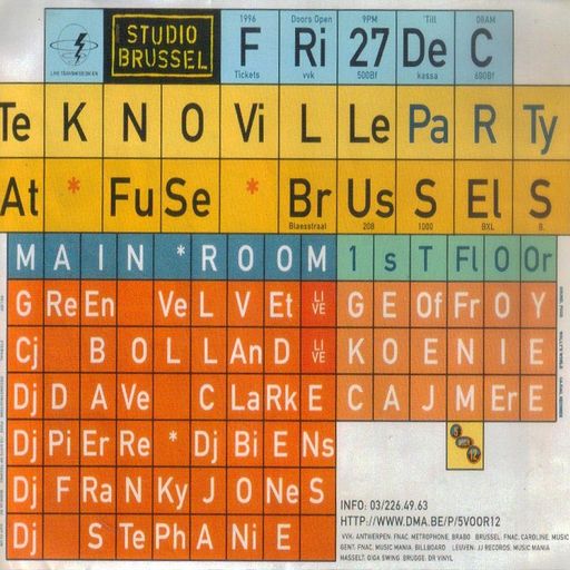 Franky Jones & Green Velvet LIVE at "Teknoville" @ Fuse (Belgium) - 27 December 1996