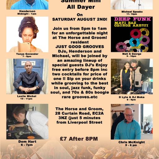 Just Good Grooves Summer party/ Teaser Mix/ Horse and Groom / Sat 2/8