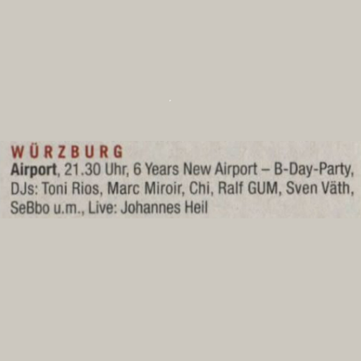 Johannes Heil LIVE at "6 Years New Airport B-Day Party" @ Airport (Würzburg) - 3 June 2001