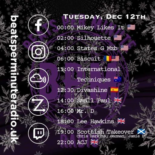 Biscuit-Tuesday Crunch-Techno-Live on Beats Per Minute Radio 12.12.2023