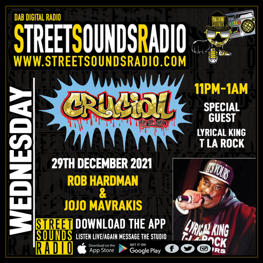 The Crucial Hip Hop Show with Rob Hardman and Jojo Mavrakis (Guest: T La Rock) 2300-0100 29/12/2021