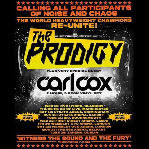 Carl Cox (3 deck vinyl oldschool set) at "The Prodigy" @ Co-op LIVE (Manchester-UK) - 16 April 2026