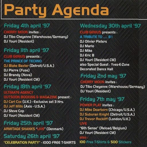 Tibo Cheyenne at "Cherry Moon invites..." @ Cherry Moon (Lokeren - Belgium) - 4 April 1997