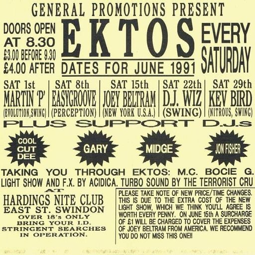 Joey Beltram at "Ektos" @ Hardings Nite Club (Swindon-UK) - 15 June 1991
