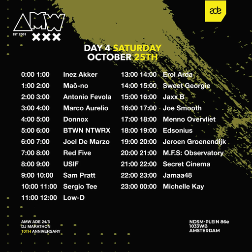 Secret Cinema at "AMW x ADE DJ Marathon - Day 4" (Amsterdam-NL) - 25 October 2025