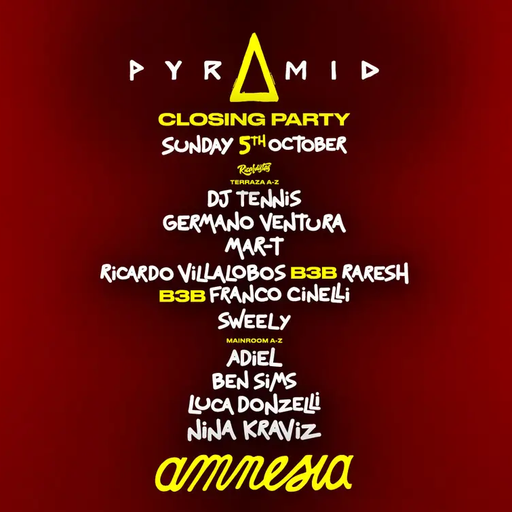 Ben Sims at "Pyramid Closing Party" @ Amnesia (San Rafael-Ibiza) - 5 October 2025