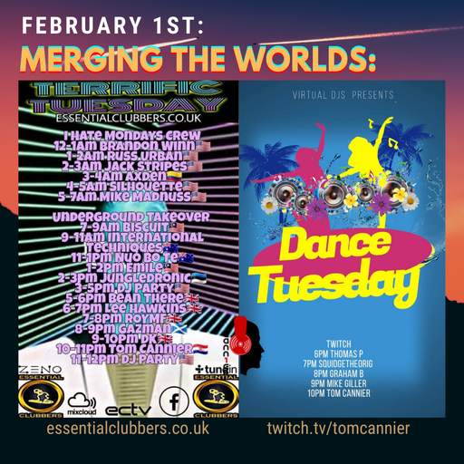 Tom Cannier - Essential Clubbers Radio Terrific Tuesday & Virtual DJ'S Dance Tuesday - 010222