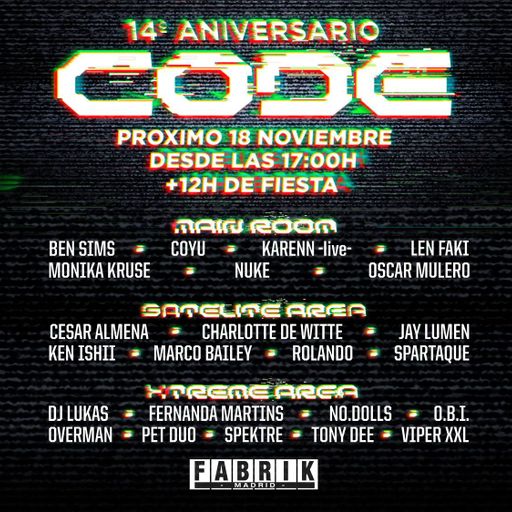 Ken Ishii at "CODE - 14° Aniversario" @ Fabrik (Madrid-Spain) - 18 November 2017