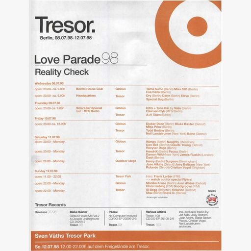 Sven Väth at "Love Parade 98 - Reality Check" @ Tresor Park (Berlin - Germany) - 12 July 1998