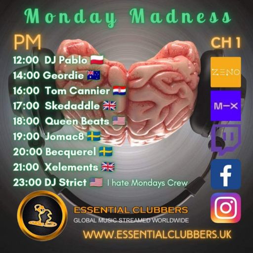 Tom Cannier - Essential Clubbers Radio Channel 1 - Monday Madness - 121222 - Techno
