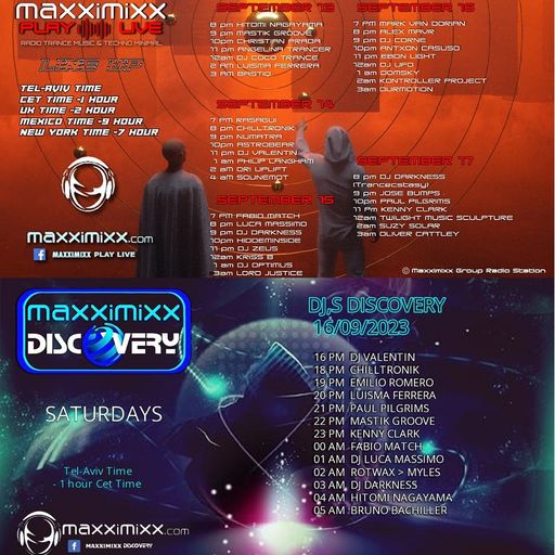 MaxxiMixx Play Live Sept. 13th, Discovery 16th, '23