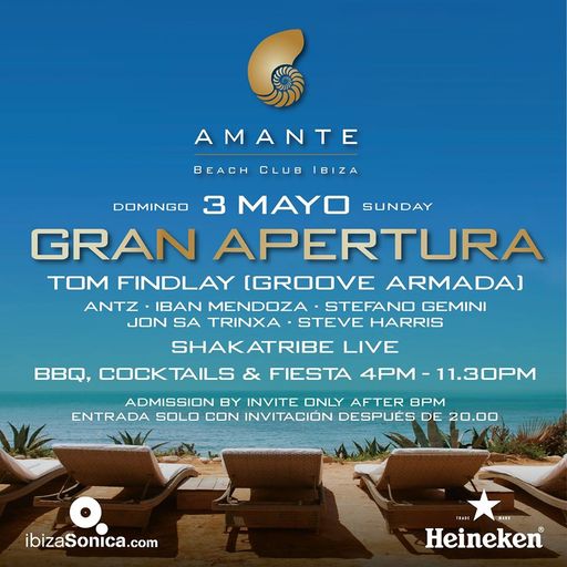 TOM FINDLAY (GROOVE ARMADA) - AMANTE OPENING 2015