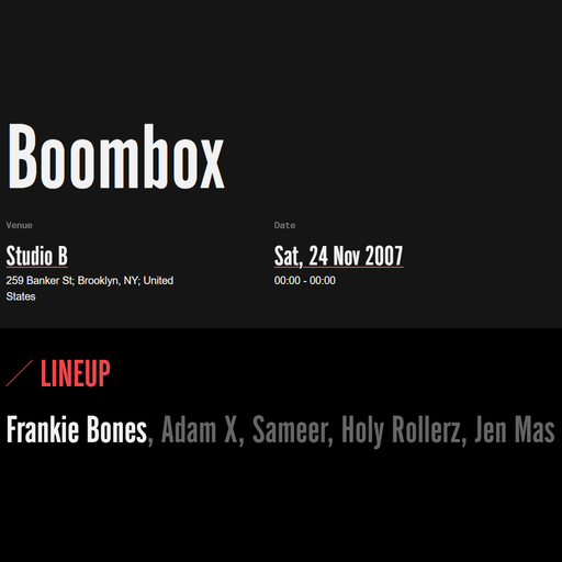 Frankie Bones at "Boombox" @ Studio B (Brooklyn - USA) - 24 November 2007