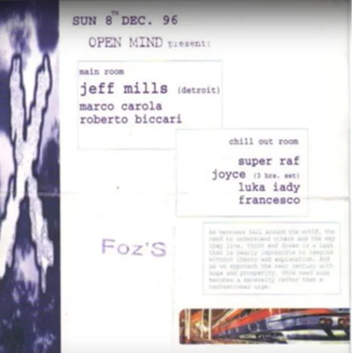 Jeff Mills at "Open Mind" @ Lido Le Dune (Napoli - Italy) - 12 August 1996
