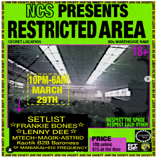 Frankie Bones at Restricted Area Warehouse Rave (Newark-USA) - 29 March 2025