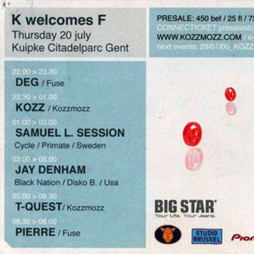 Jay Denham at "Kozzmozz welcomes Fuse" @ 't Kuipke (Gent - Belgium) - 20 July 2000
