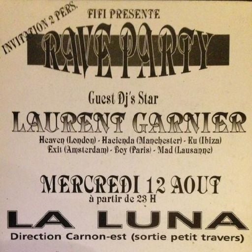 Laurent Garnier at "Gold-Silver Rave Party" @ La Luna (Montpellier-France) - 12 August 1992