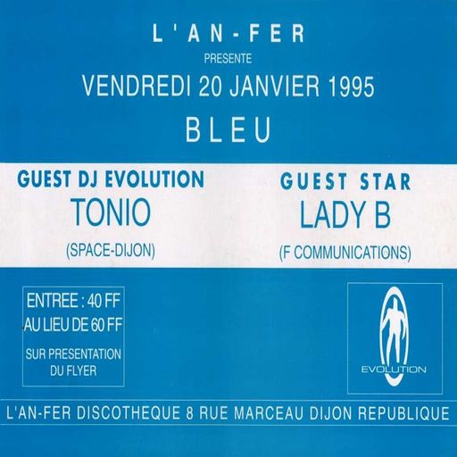 Lady B at "Bleu" @ l'An-Fer (Dijon - France) - 20 January 1995