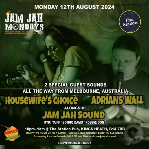 Jam Jah Mondays 12th aug 24 - Ft Adrian's Wall and Miss Fee