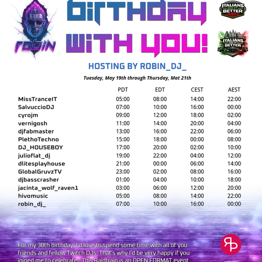 Italian Do it Better pres.  Happy Birthday Robin Dj